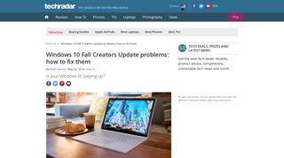 
                            8. Windows 10 Fall Creators Update problems: how to fix them | TechRadar