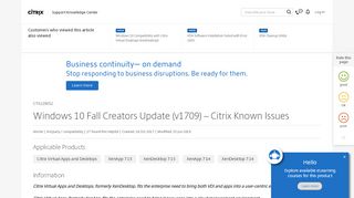 
                            13. Windows 10 Fall Creators Update (v1709) – Citrix Known Issues