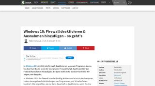 
                            7. Windows 10: Firewall deaktivieren & Ausnahmen hinzufügen – so ...