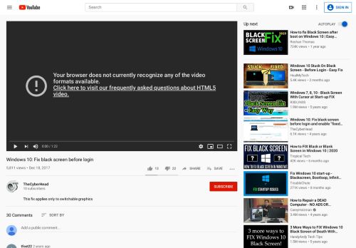 
                            9. Windows 10: Fix black screen before login - YouTube