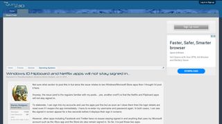 
                            11. Windows 10 Flipboard and Netflix apps will not stay signed in ...