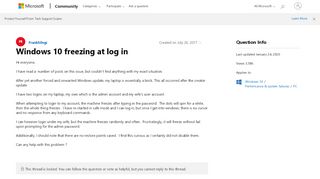 
                            7. Windows 10 freezing at log in - Microsoft Community