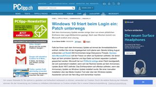 
                            12. Windows 10 friert beim Login ein: Patch unterwegs - PCtipp.ch