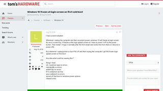 
                            5. Windows 10 frozen at login screen on first cold boot - [Solved ...