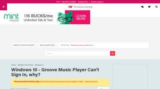 
                            3. Windows 10 - Groove Music Player Can't Sign In, why? - Windows ...