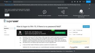 
                            10. windows 10 - How to logon to Win 10, if there is no password field ...