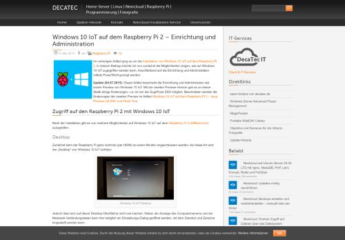 
                            4. Windows 10 IoT auf dem Raspberry Pi 2 - Einrichtung und ... - DecaTec