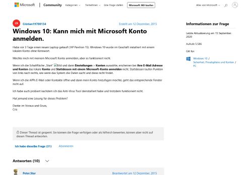 
                            5. Windows 10: Kann mich mit Microsoft Konto anmelden. - Microsoft ...