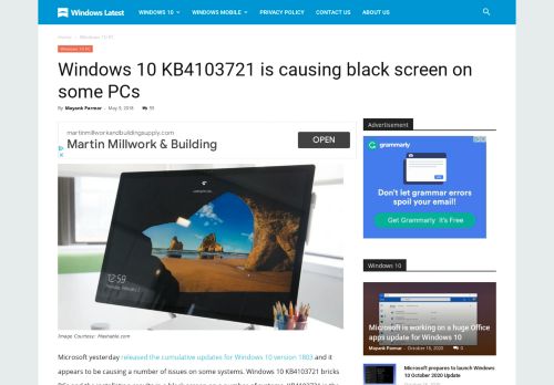 
                            13. Windows 10 KB4103721 is causing black screen on some PCs