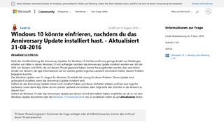 
                            3. Windows 10 könnte einfrieren, nachdem du das Anniversary Update ...