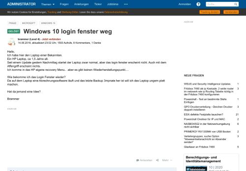 
                            9. Windows 10 login fenster weg - Administrator