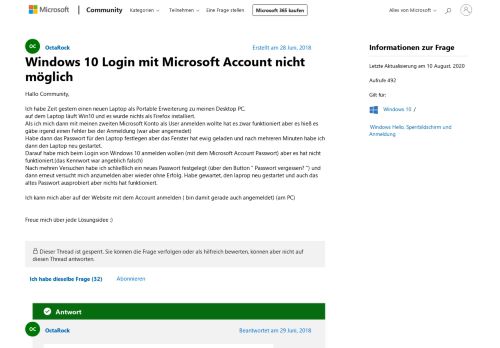 
                            6. Windows 10 Login mit Microsoft Account nicht möglich - Microsoft ...