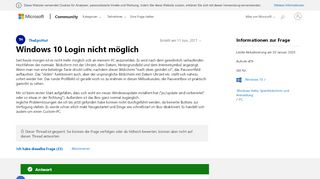 
                            2. Windows 10 Login nicht möglich - Microsoft Community