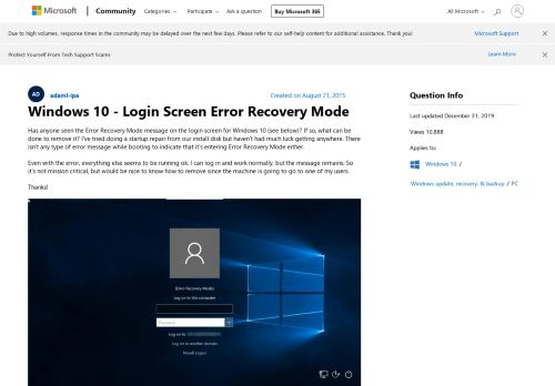 
                            1. Windows 10 - Login Screen Error Recovery Mode - Microsoft Community