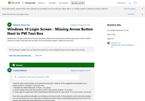 
                            2. Windows 10 Login Screen - Missing Arrow Button Next to PW Text Box ...