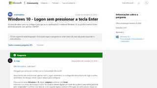 
                            6. Windows 10 - Logon sem pressionar a tecla Enter - Microsoft Community