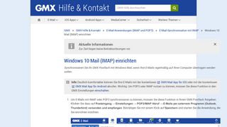 
                            10. Windows 10 Mail (IMAP) einrichten - GMX Hilfe