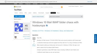
                            13. Windows 10 Mail IMAP folder chaos with hosteurope - Microsoft