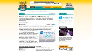 
                            9. Windows 10 mit neuer Skype- und Nachrichten-App - teltarif.de News