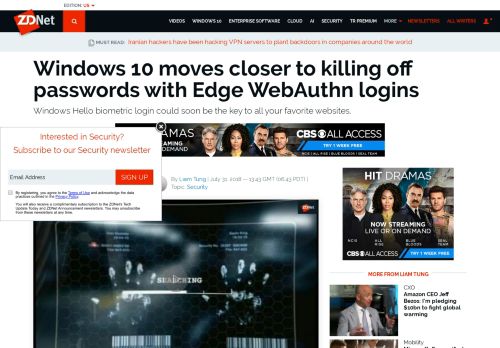 
                            10. Windows 10 moves closer to killing off passwords with Edge ... - ZDNet