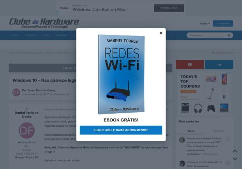 
                            2. Windows 10 - Não aparece login para entrar - Windows 10 - Clube do ...