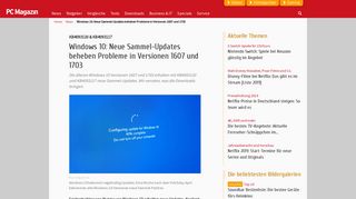 
                            10. Windows 10: Neue Sammel-Updates beheben Probleme in Versionen ...