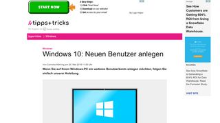 
                            2. Windows 10: Neuen Benutzer anlegen - Heise