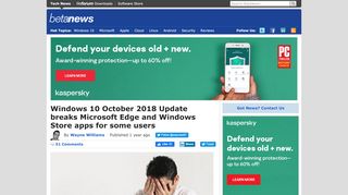 
                            9. Windows 10 October 2018 Update breaks Microsoft Edge and ...