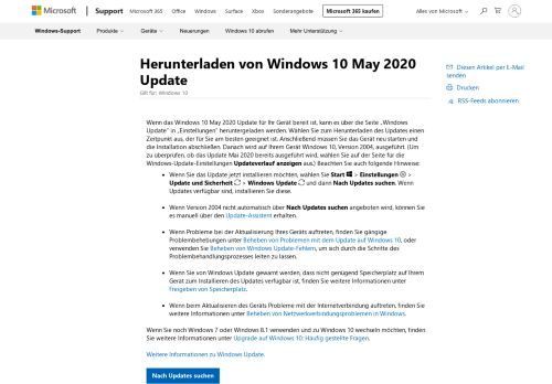 
                            1. Windows 10 October 2018 Update herunterladen - Microsoft Support