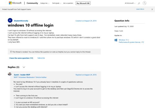 
                            2. windows 10 offline login - Microsoft Community