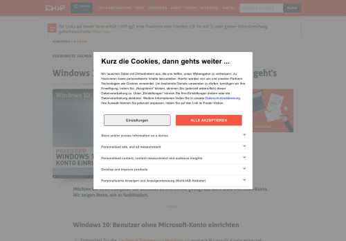 
                            7. Windows 10 ohne Microsoft-Konto einrichten - so geht's - CHIP