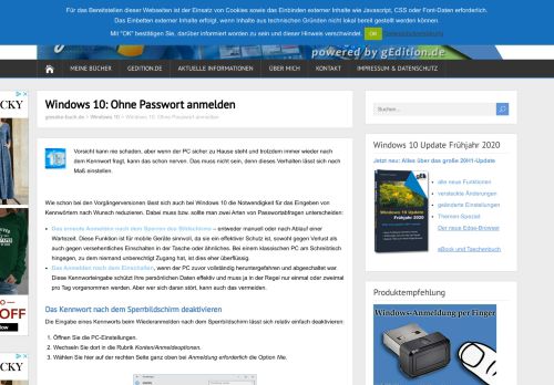 
                            8. Windows 10: Ohne Passwort anmelden – gieseke-buch.de