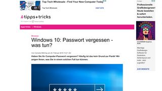 
                            2. Windows 10: Passwort vergessen - was tun? - Heise