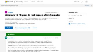 
                            1. Windows 10: PC goes to lock screen after 2 minutes - Microsoft ...