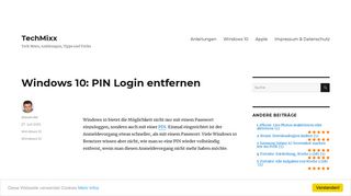 
                            7. Windows 10: PIN Login entfernen - TechMixx