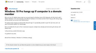 
                            2. Windows 10 Pro hangs up if computer is a domain member - Microsoft ...