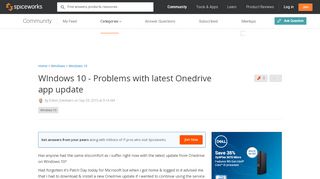 
                            8. WIndows 10 - Problems with latest Onedrive app update - Spiceworks ...