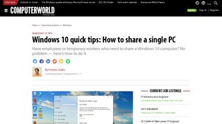 
                            7. Windows 10 quick tips: How to share a single PC | Computerworld