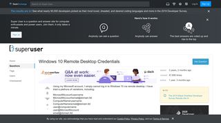 
                            2. Windows 10 Remote Desktop Credentials - Super User