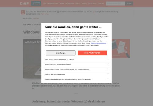 
                            11. Windows 10: Schnellstart deaktivieren - so geht's - CHIP