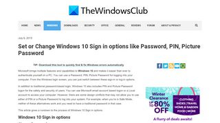 
                            10. Windows 10 Sign in: Password, PIN, Picture Password