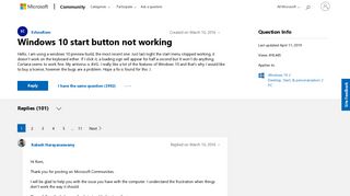 
                            3. Windows 10 start button not working - Microsoft Community