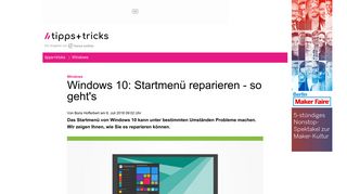 
                            12. Windows 10: Startmenü reparieren - so geht's - Heise