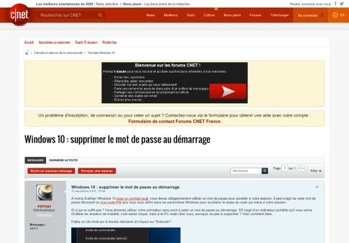 
                            4. Windows 10 : supprimer le mot de passe au démarrage - Forums CNET
