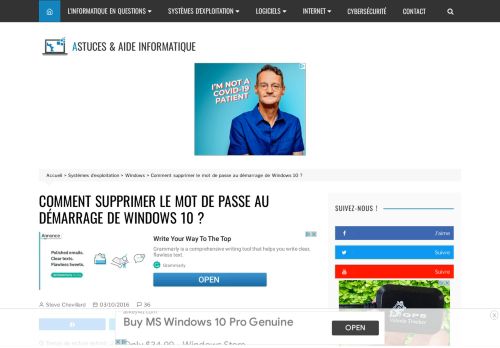 
                            12. Windows 10 : supprimer le mot de passe au démarrage (tutoriel)