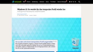 
                            8. Windows 10: Temporäres Profil – So behebt ihr den Fehler - NETZWELT