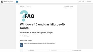 
                            13. Windows 10 und das Microsoft-Konto | c't | Heise Magazine