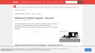 
                            1. Windows 10: Update langsam - Was tun? - CHIP