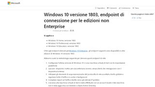 
                            8. Windows 10 versione 1803, endpoint di connessione per le edizioni ...