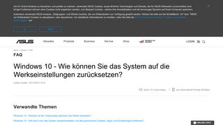 
                            7. Windows 10 - Wie können Sie das System auf die ... - Asus